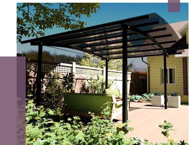 Навесы для террасы в Алапаевске от 13649 руб. под ключ | ПРОЛЁТ-Лпв