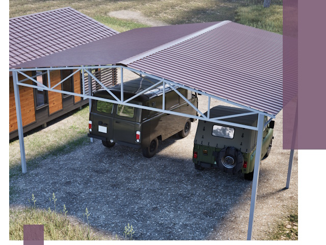 Двускатные навесы под ключ в Алапаевске — изготовление и монтаж